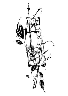 Ink Wash Floral Tattoo Design