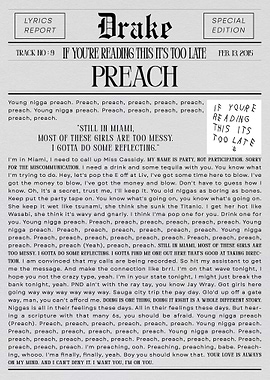 Drake's 'Preach' Lyrics Newspaper