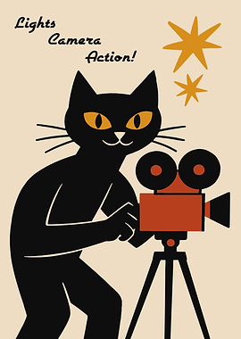 Black Cat with Movie Camera