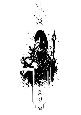 Spartan Warrior with Sun Symbol
