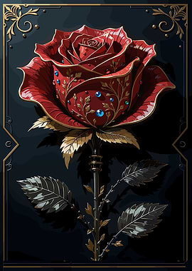 Ornate Red Rose with Gems