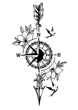 Compass with Flowers and Birds