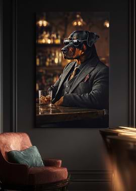 Dapper Rottweiler at a Bar