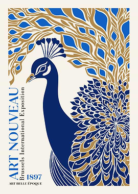 Art Nouveau Peacock Poster