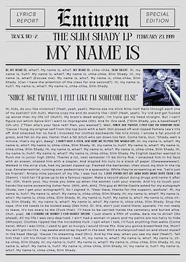 Eminem My Name Is Lyrics Poster