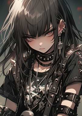 Gothic Anime Girl with Spiked Accessories