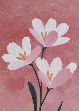 Pink and White Floral Painting