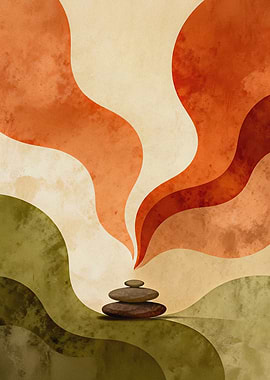 JAPANDI ZEN Balancing Stones Abstract Organic Shapes