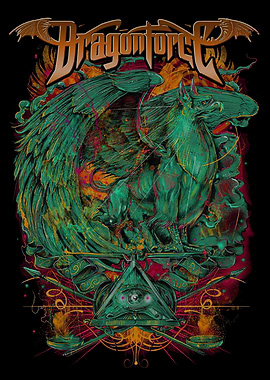 DragonForce Band Logo with Griffin and Eye of Providence