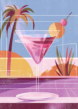 Tropical Martini with Palm Tree