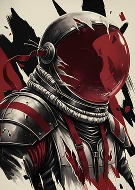 Astronaut with Red Helmet and Scars