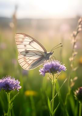 Butterfly on a purple flower