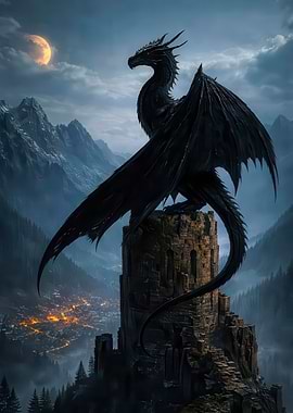 Black Dragon on Castle Tower