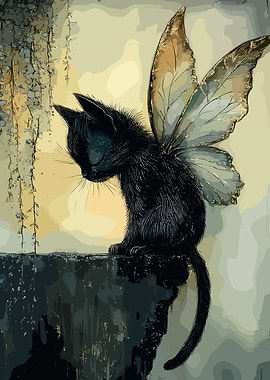 Fairy Kitten with Butterfly Wings