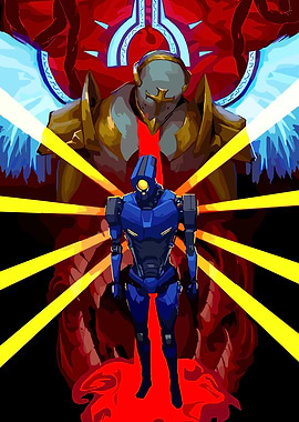 Robotic Warrior and Angelic Figure