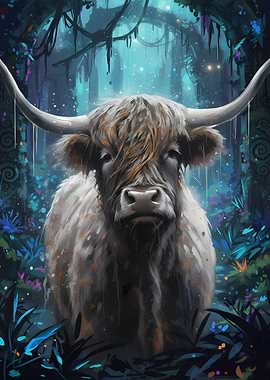 Highland Cow in Enchanted Forest