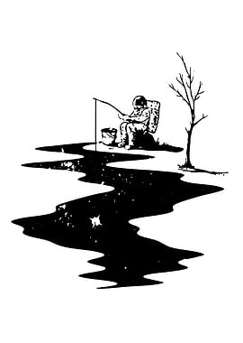 Astronaut fishing in space