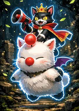 Cute Moogle and Black Cat King