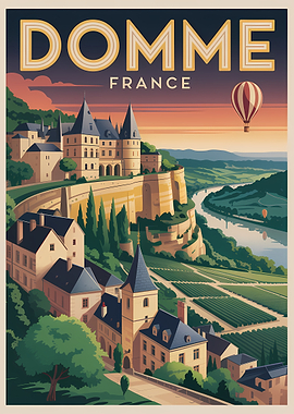 Domme France Vintage Poster
