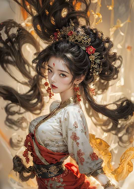 Elegant Woman in Traditional Asian Attire