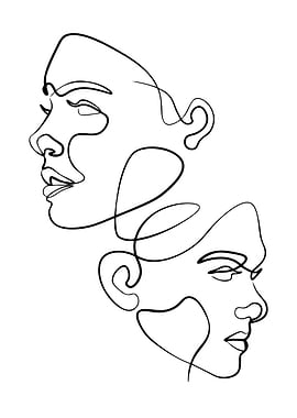 Minimalist Line Art Faces