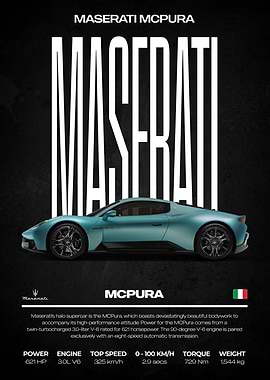 Maserati MCPura Car Poster