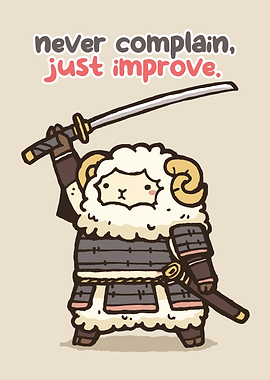 Cute Sheep Samurai with Katana