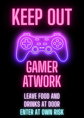 Keep Out Gamer At Work Neon Sign