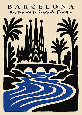 Barcelona Sagrada Familia Travel Poster