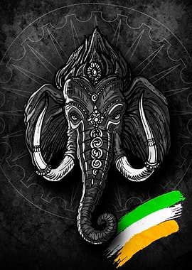 Ganesha with Indian Flag Colors