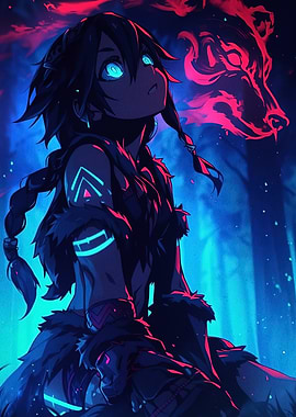 Anime Girl with Wolf Spirit