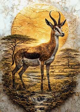 Springbok Gazelle in African Savannah
