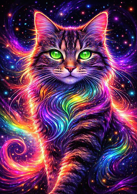 Cosmic Cat with Green Eyes