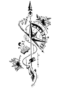 Fantasy Compass Tattoo Design