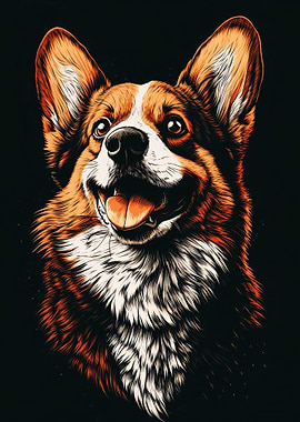 Happy Corgi Dog Portrait