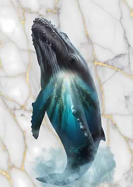 Humpback Whale in Kelp Forest