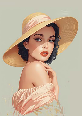 Woman in a wide-brimmed hat