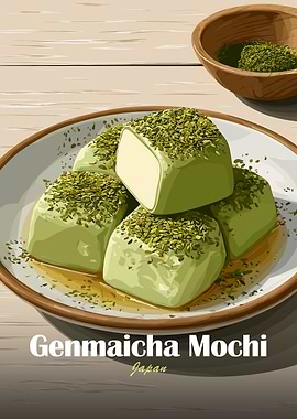 Genmaicha Mochi with Matcha Powder