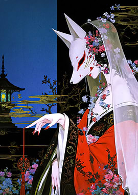 Kitsune Woman in Traditional Japanese