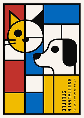 Bauhaus Cat and Dog Exhibition Poster