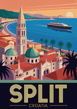Split Croatia Travel Poster