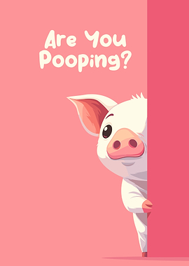 Cute Pig Peeking with Text