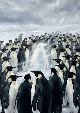 Ghostly Penguin in a Colony