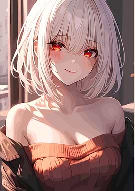 Anime Girl with Red Eyes