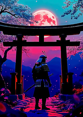 Samurai Under a Red Moon