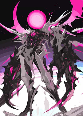 Dark Monster with Pink Moon