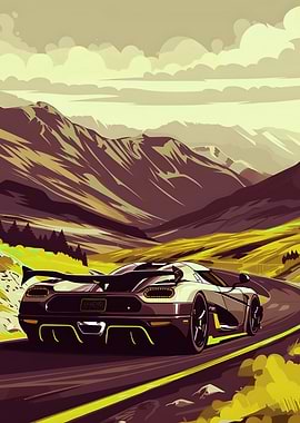 Sports Car on Mountain Road