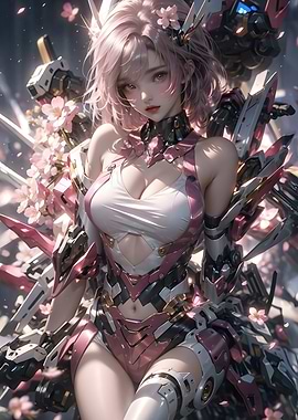 Anime Girl in Pink Mecha Armor