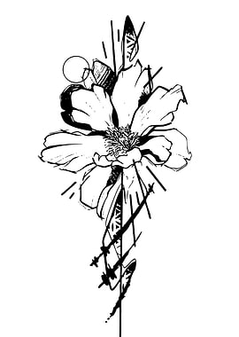 Abstract Geometric Flower Tattoo Design