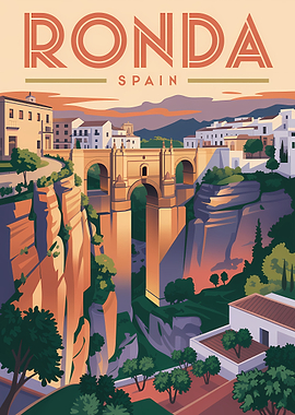 Ronda Spain Vintage Travel Poster